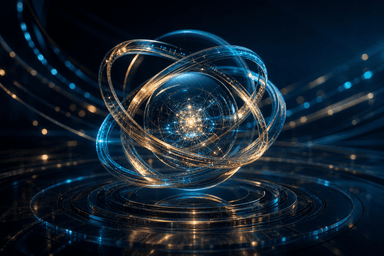 Abstract Unilink Sphere brand mark with linked orbital compute core