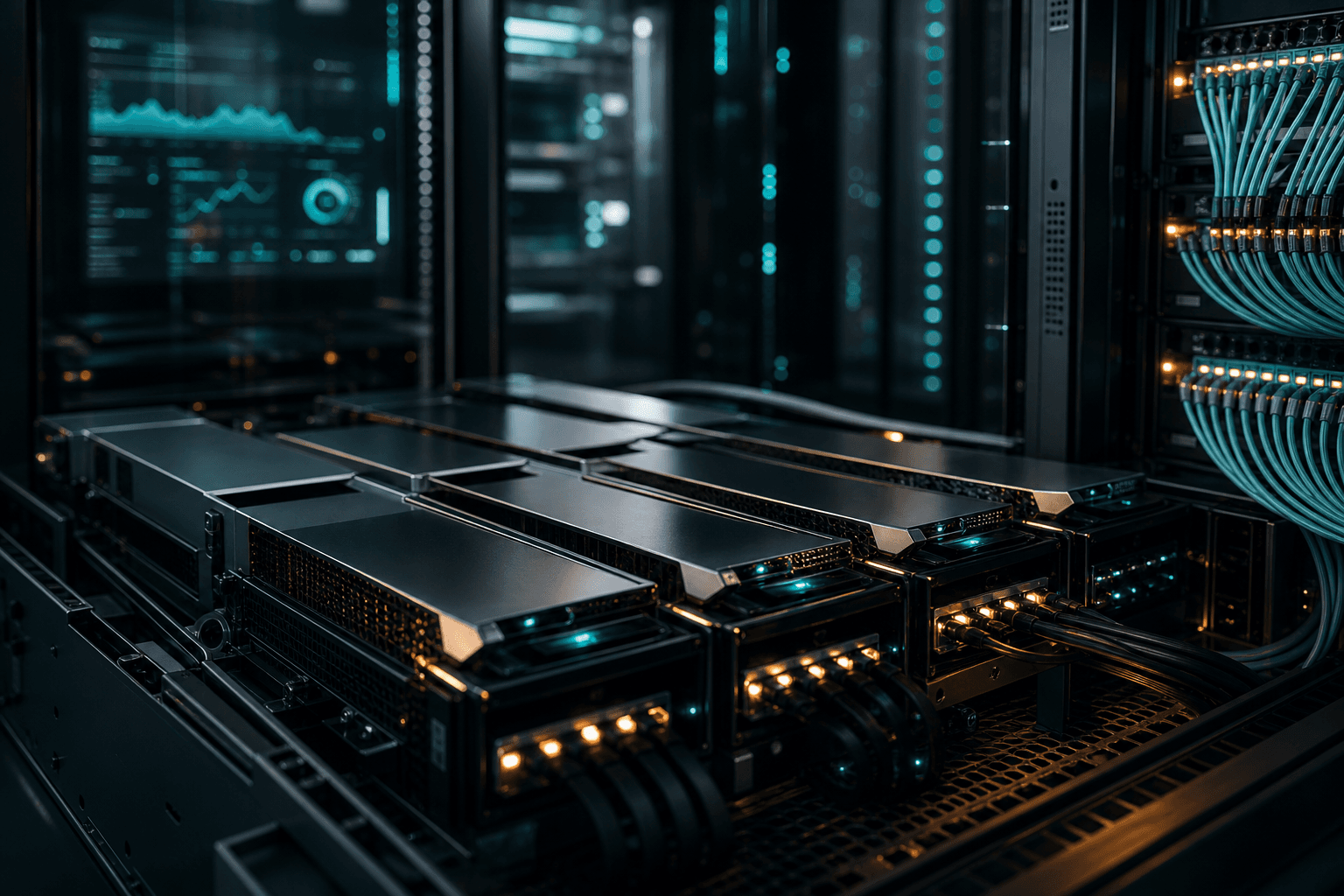 GPU server trays and high-speed network fabric for cloud compute rental