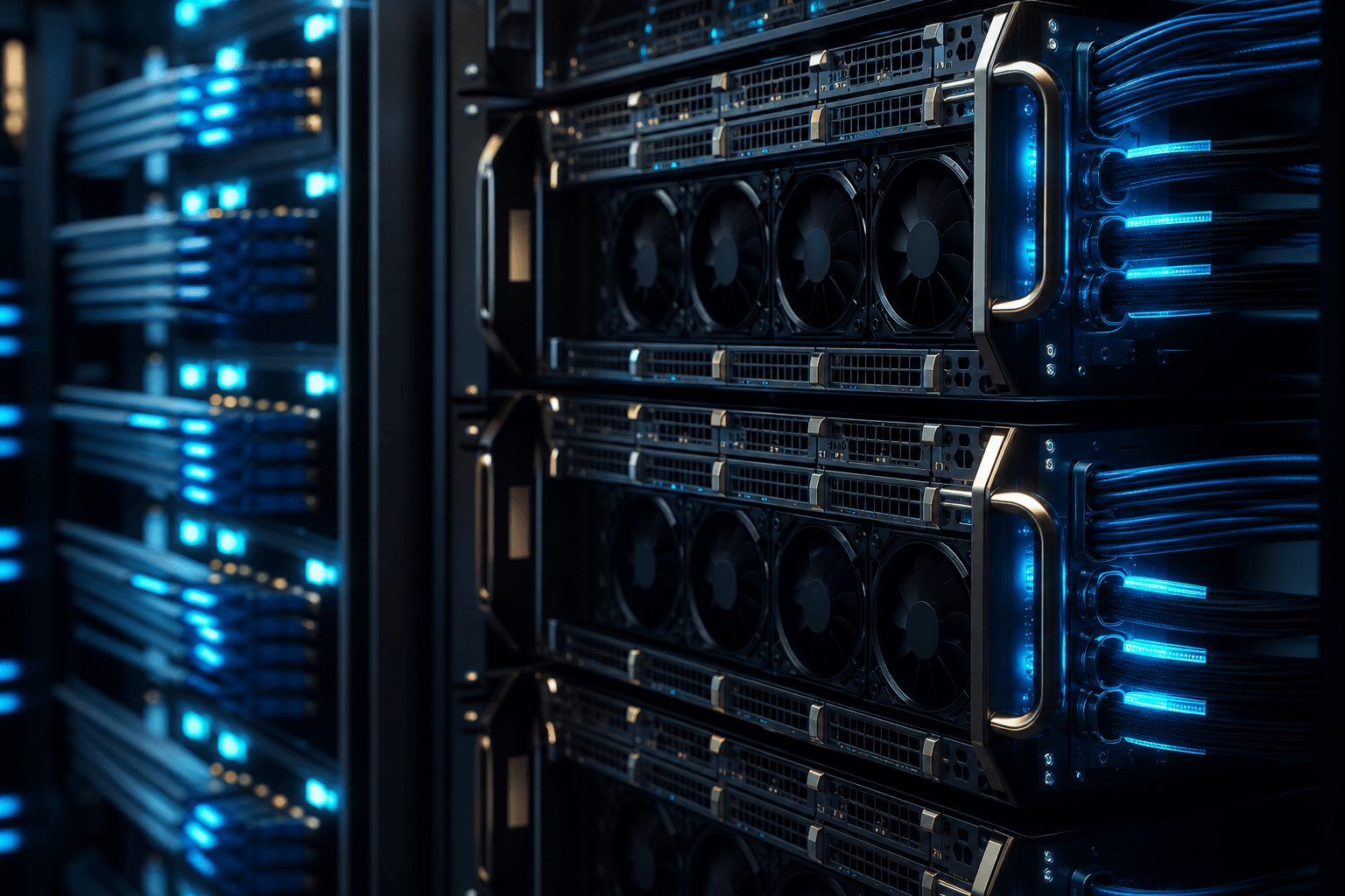 GPU server trays and high-speed network fabric for cloud compute rental